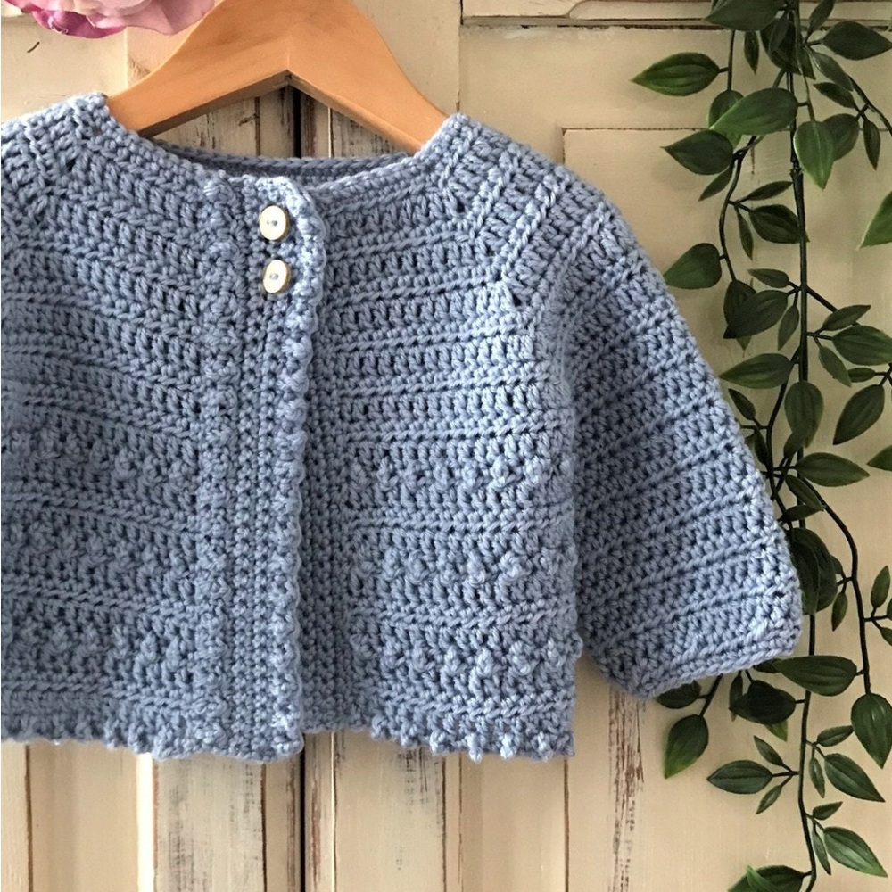 Handmade Blue Crochet Baby Cardigan